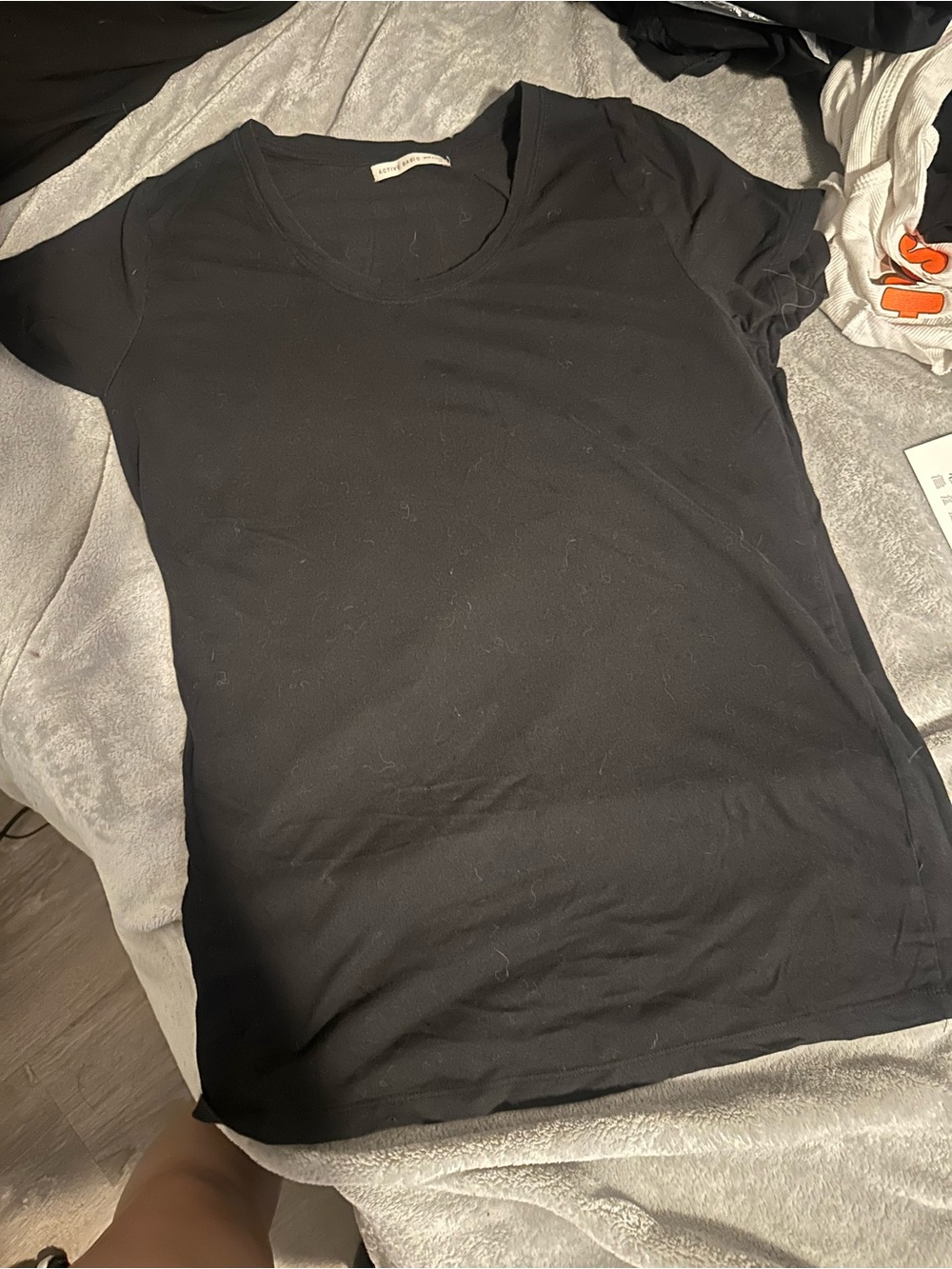 Active Basic Black Scoop Neck Short Sleeve Tee